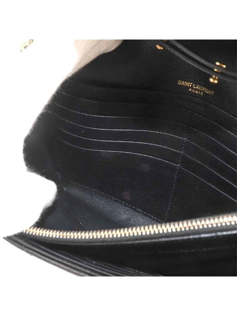Saint Laurent Cassandra Chain Wallet Leather Black Gold Shoulder